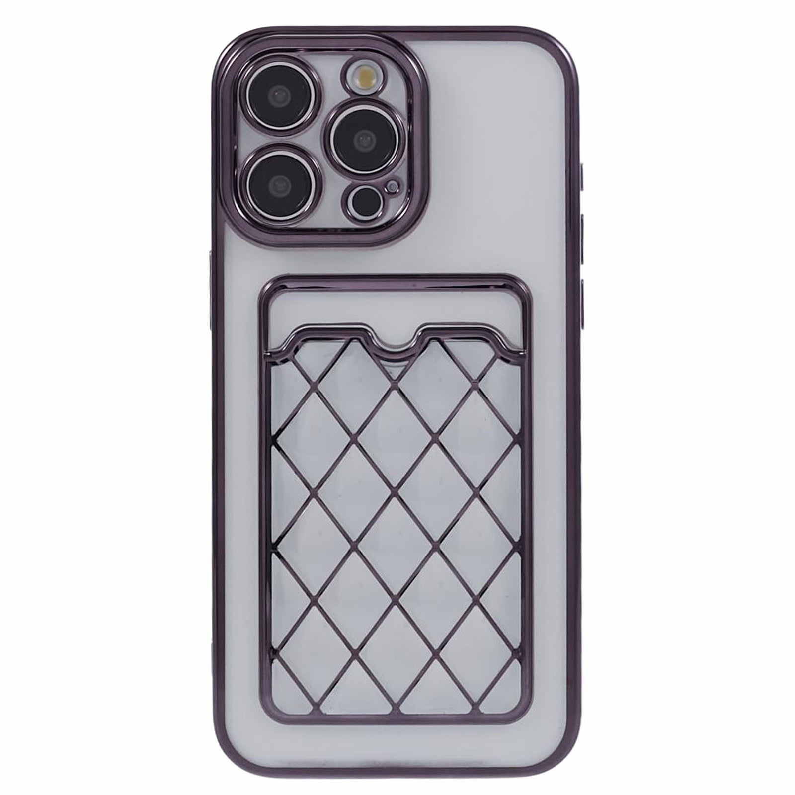 JJ Series For iPhone 15 Pro Max TPU Cover Laser Carving Electroplated Card Slot Back Case - Purple JJ Series For iPhone 15 Pro Max TPU Cover Laser Carving Electroplated Card Slot Back Case - Purple